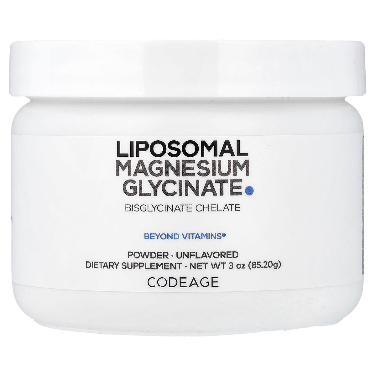 Codeage, Liposomal Magnesium Glycinate Powder, Unflavored, 3 oz (85.2 g) UPC 850026121919 | Hilife Vitamins