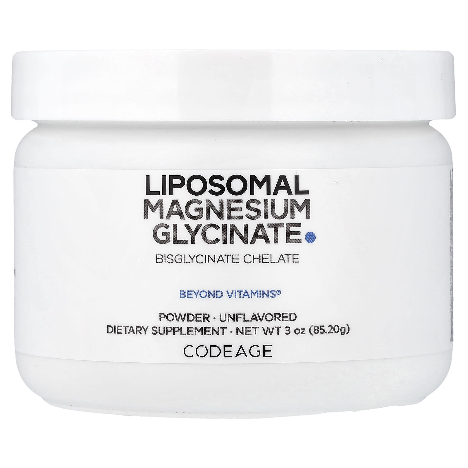 Codeage, Liposomal Magnesium Glycinate Powder, Unflavored, 3 oz (85.2 g) UPC 850026121919 | Hilife Vitamins
