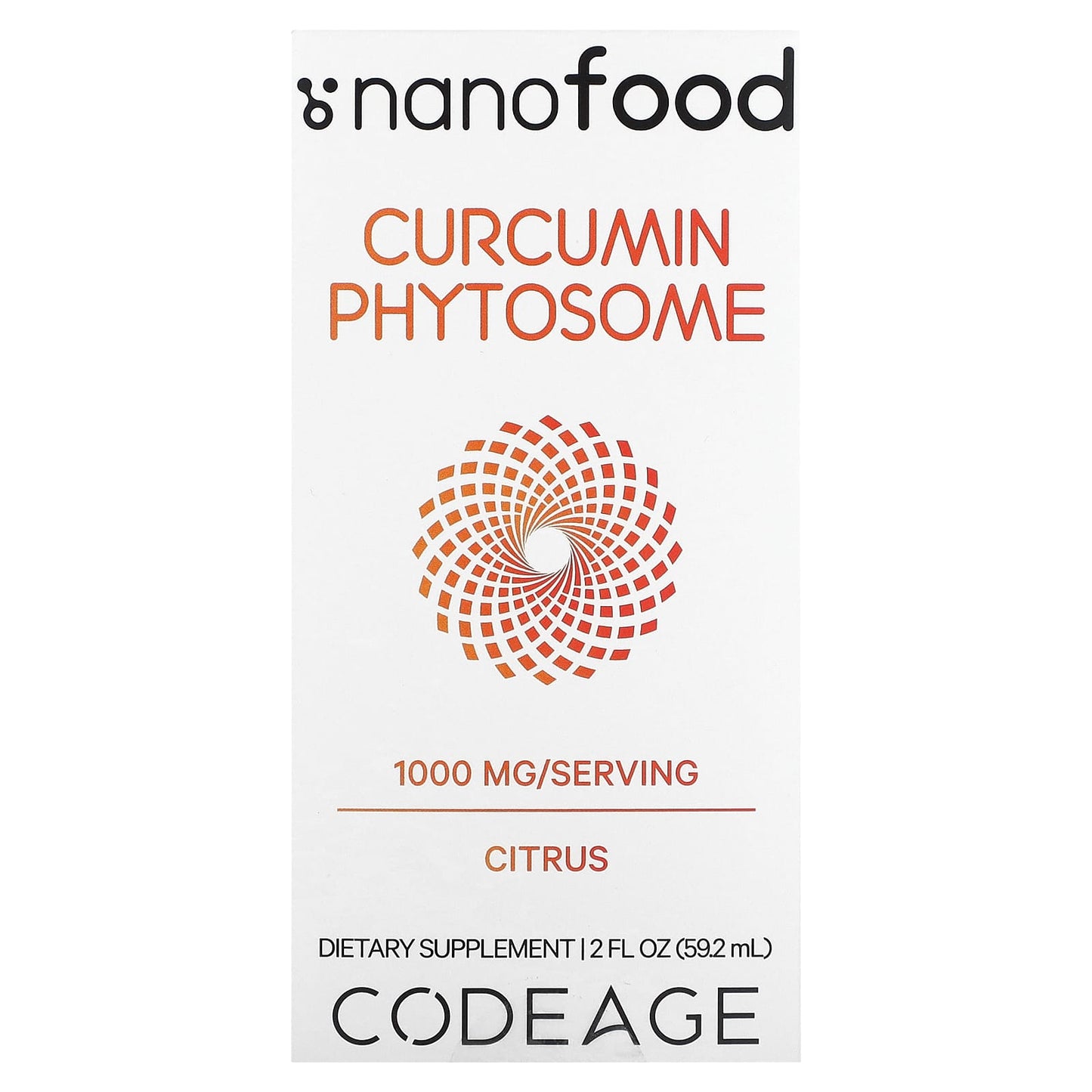Codeage, Curcumin Phytosome, Citrus, 1,000 mg, 2 fl oz (59.2 ml) UPC 850043333418 | HiLife Vitamins