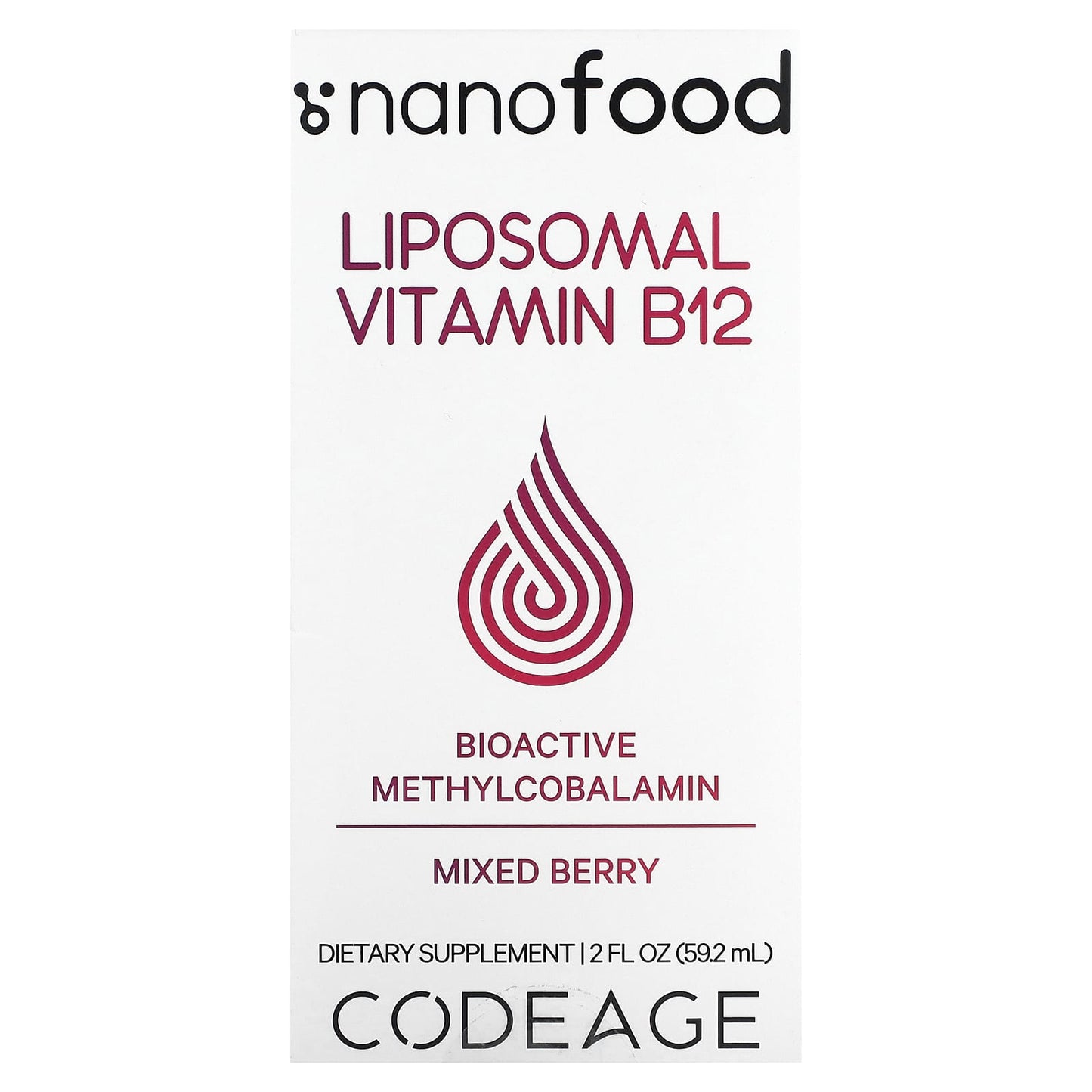 Codeage, Liposomal Vitamin B12, Mixed Berry, 2 fl oz (59.2 ml) UPC 850043333432 | HiLife Vitamins