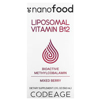 Codeage, Liposomal Vitamin B12, Mixed Berry, 2 fl oz (59.2 ml) UPC 850043333432 | HiLife Vitamins