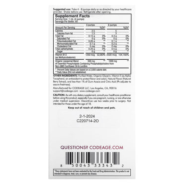 Codeage, Liposomal Vitamin B12, Mixed Berry, 2 fl oz (59.2 ml) UPC 850043333432 | HiLife Vitamins