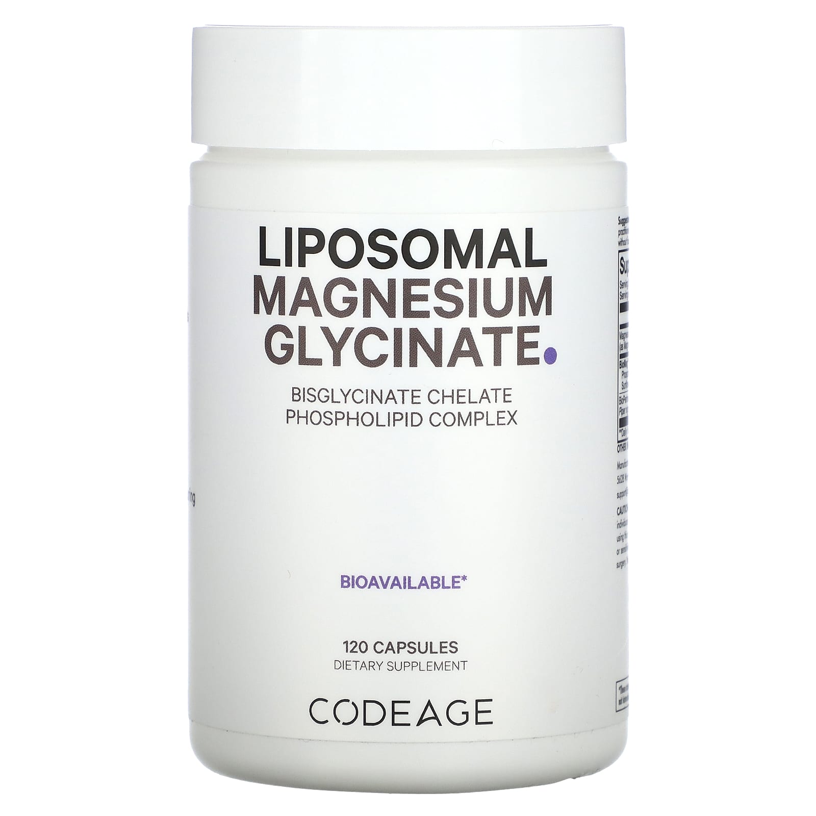 Codeage, Liposomal Magnesium Glycinate, 120 Capsules UPC 850043333715 | HiLife Vitamins