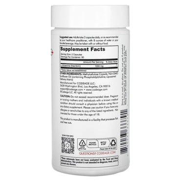 Codeage, Liposomal L-Glutamine+, 180 capsules UPC 850043333791 | HiLife Vitamins