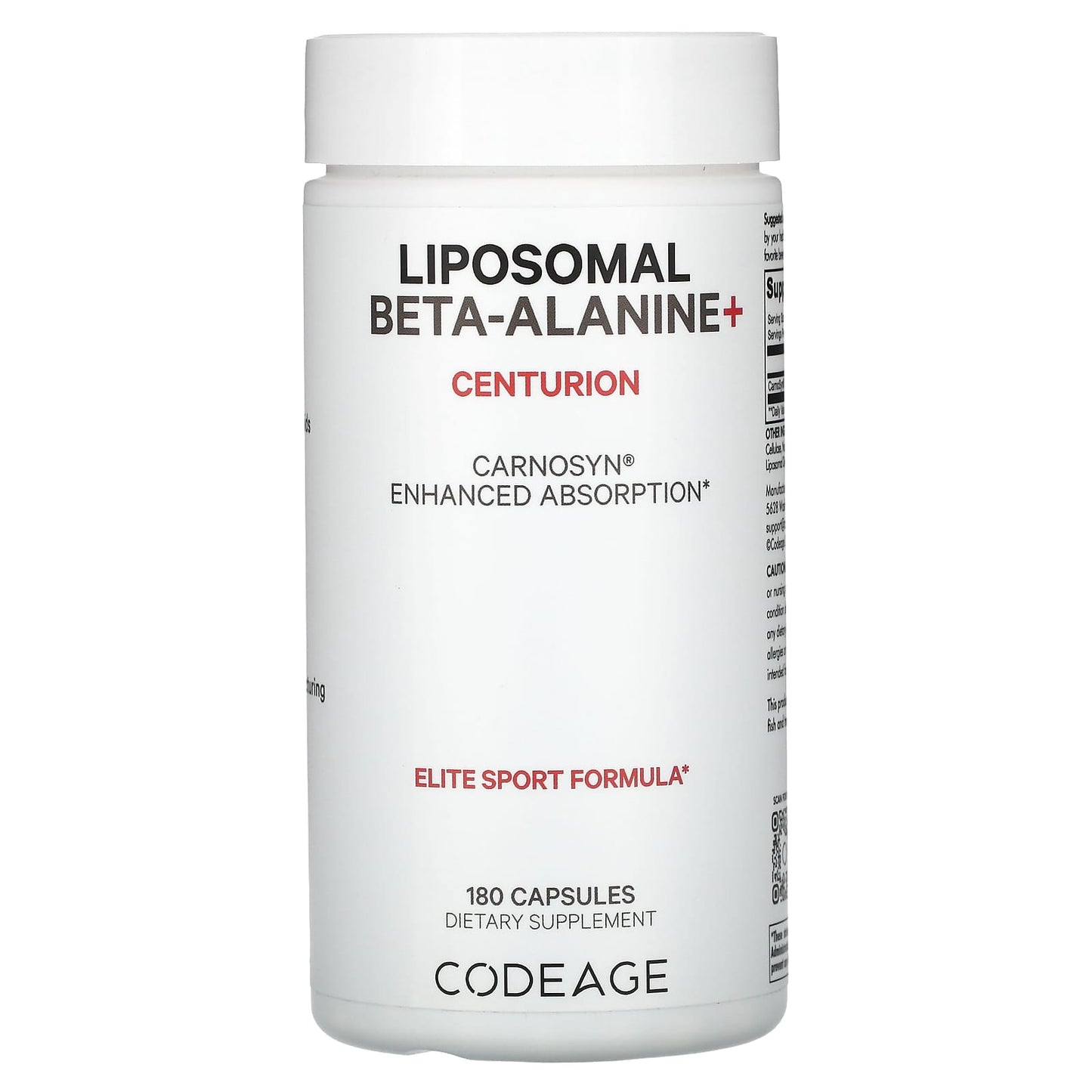 Codeage, Liposomal Beta-Alanine+, Centurion, CarnoSyn, Enhanced Absorption, 180 Capsules UPC 850043333807 | HiLife Vitamins