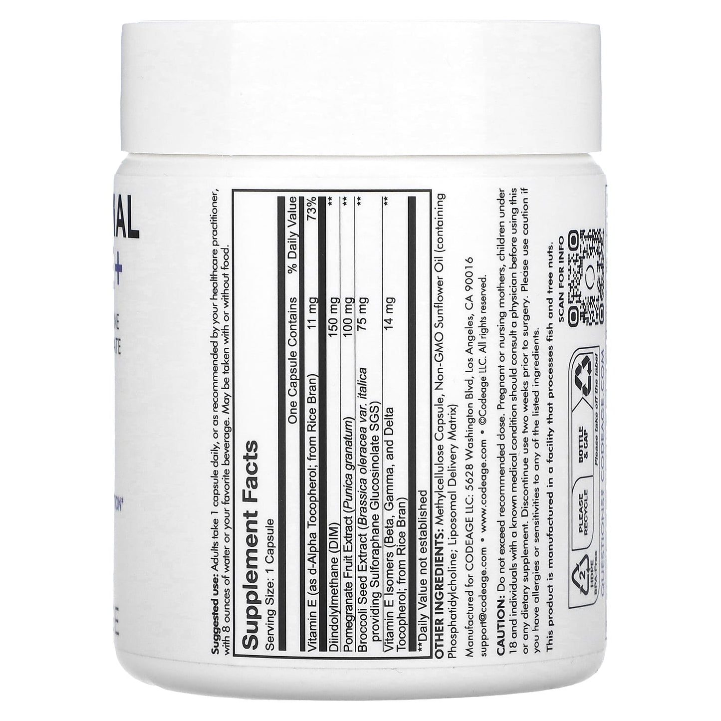 Codeage, Liposmal DIM-E+, Pomegranate, 120 Capsules UPC 850043333838 | HiLife Vitamins