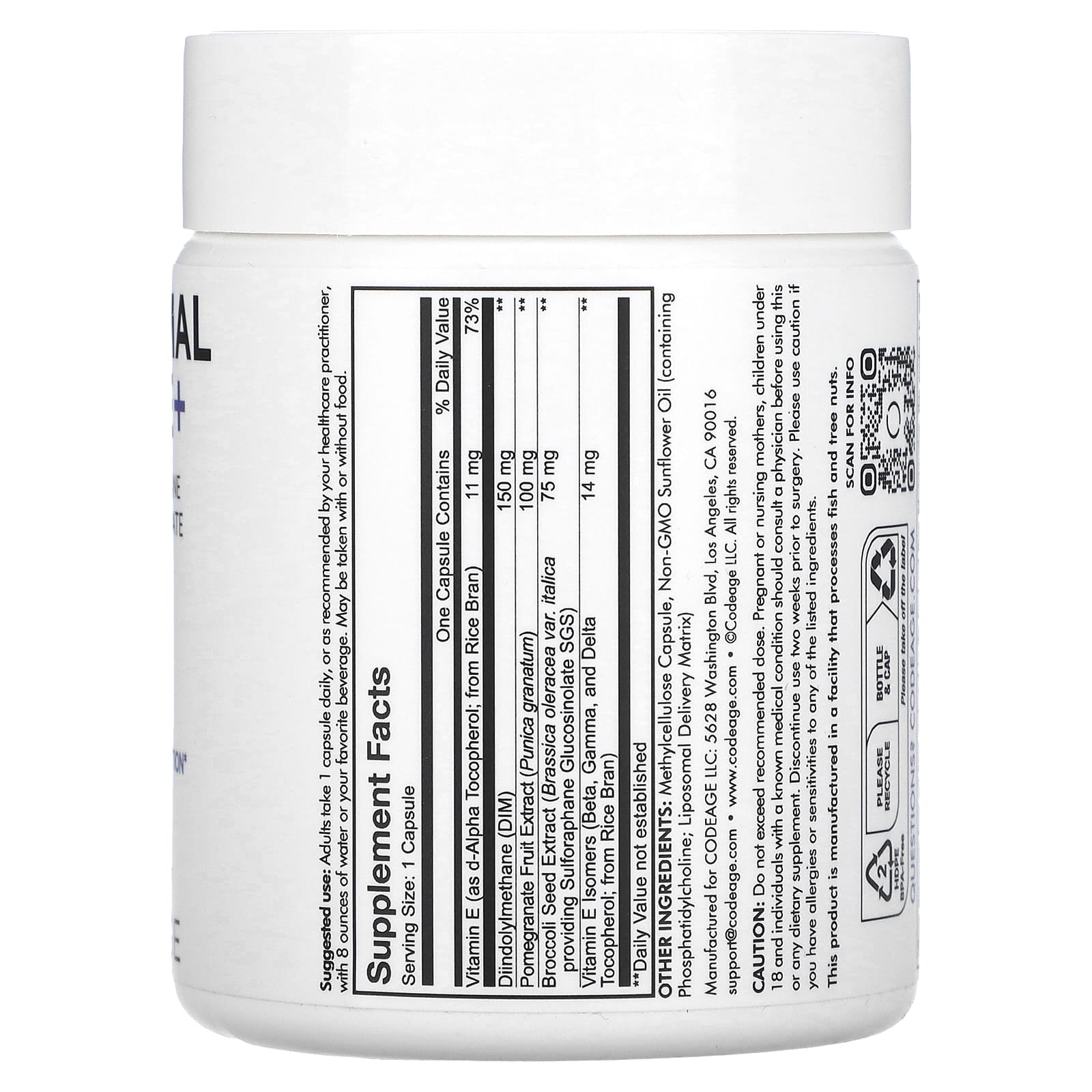 Codeage, Liposmal DIM-E+, Pomegranate, 120 Capsules UPC 850043333838 | HiLife Vitamins