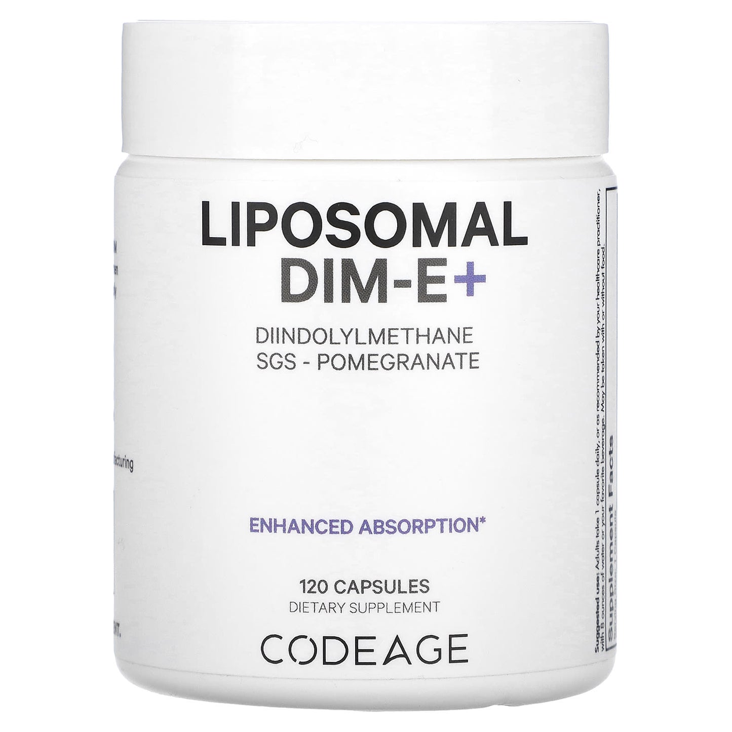 Codeage, Liposmal DIM-E+, Pomegranate, 120 Capsules UPC 850043333838 | HiLife Vitamins