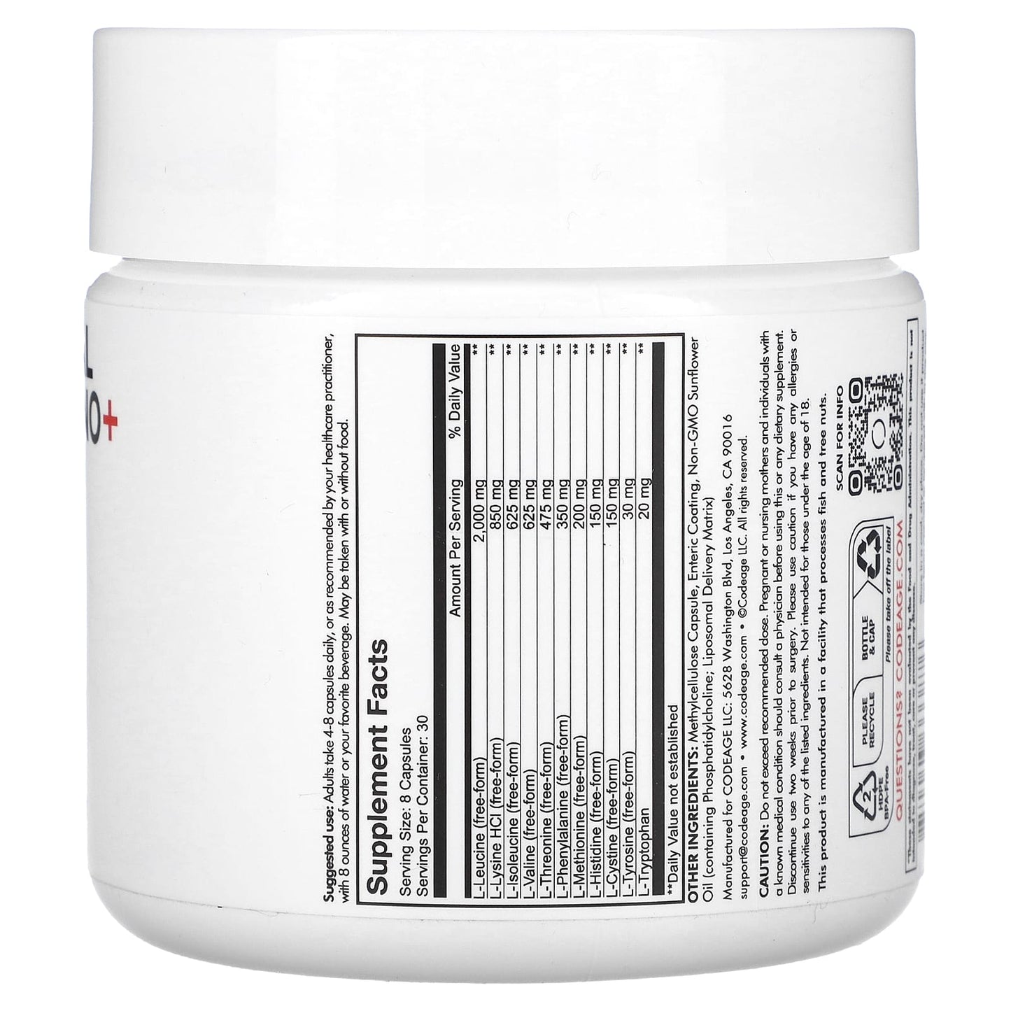 Codeage, Liposomal Multi Amino +, 240 capsules UPC 850043333876 | HiLife Vitamins