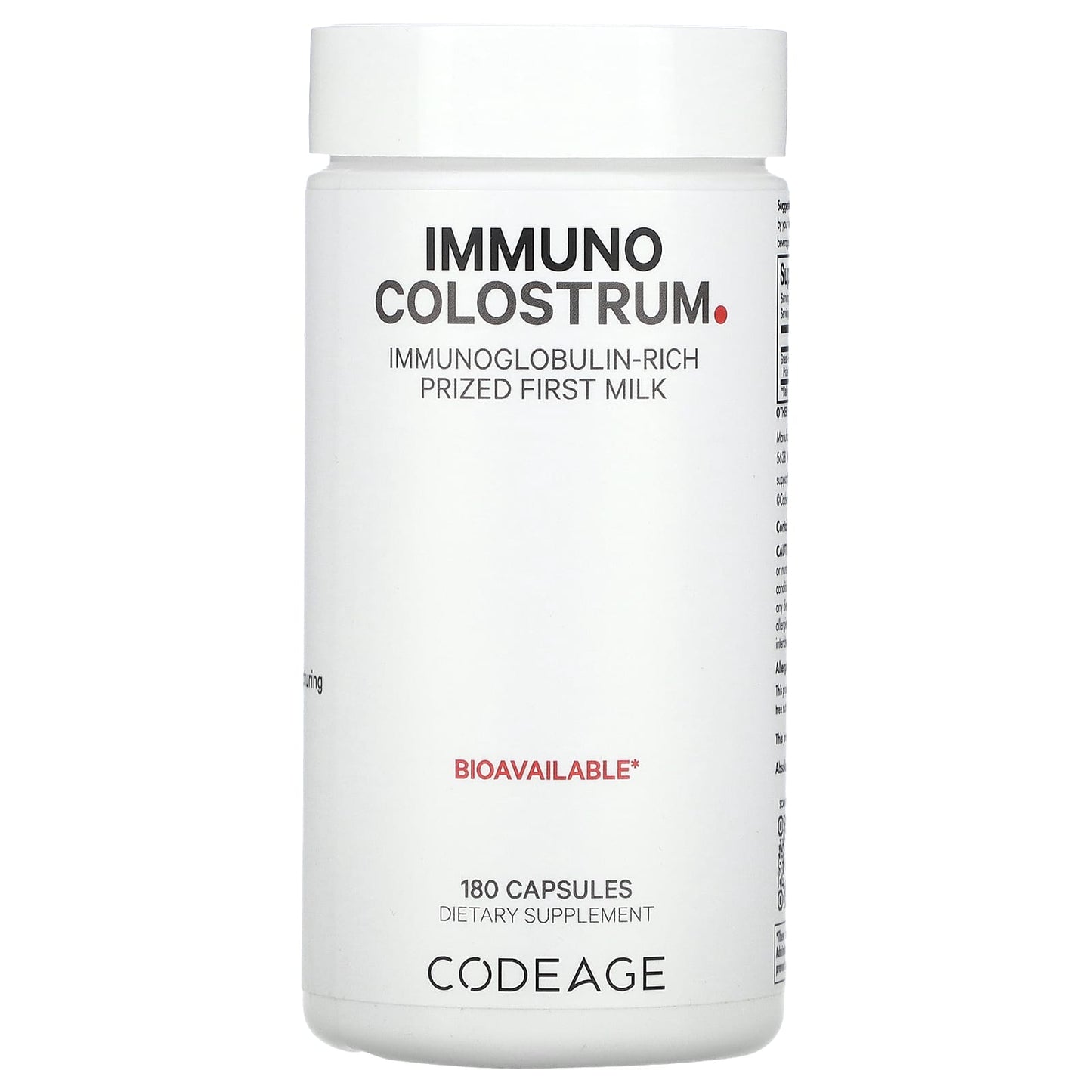 Codeage, Immuno Colostrum, 180 capsules UPC 850043333883 | HiLife Vitamins