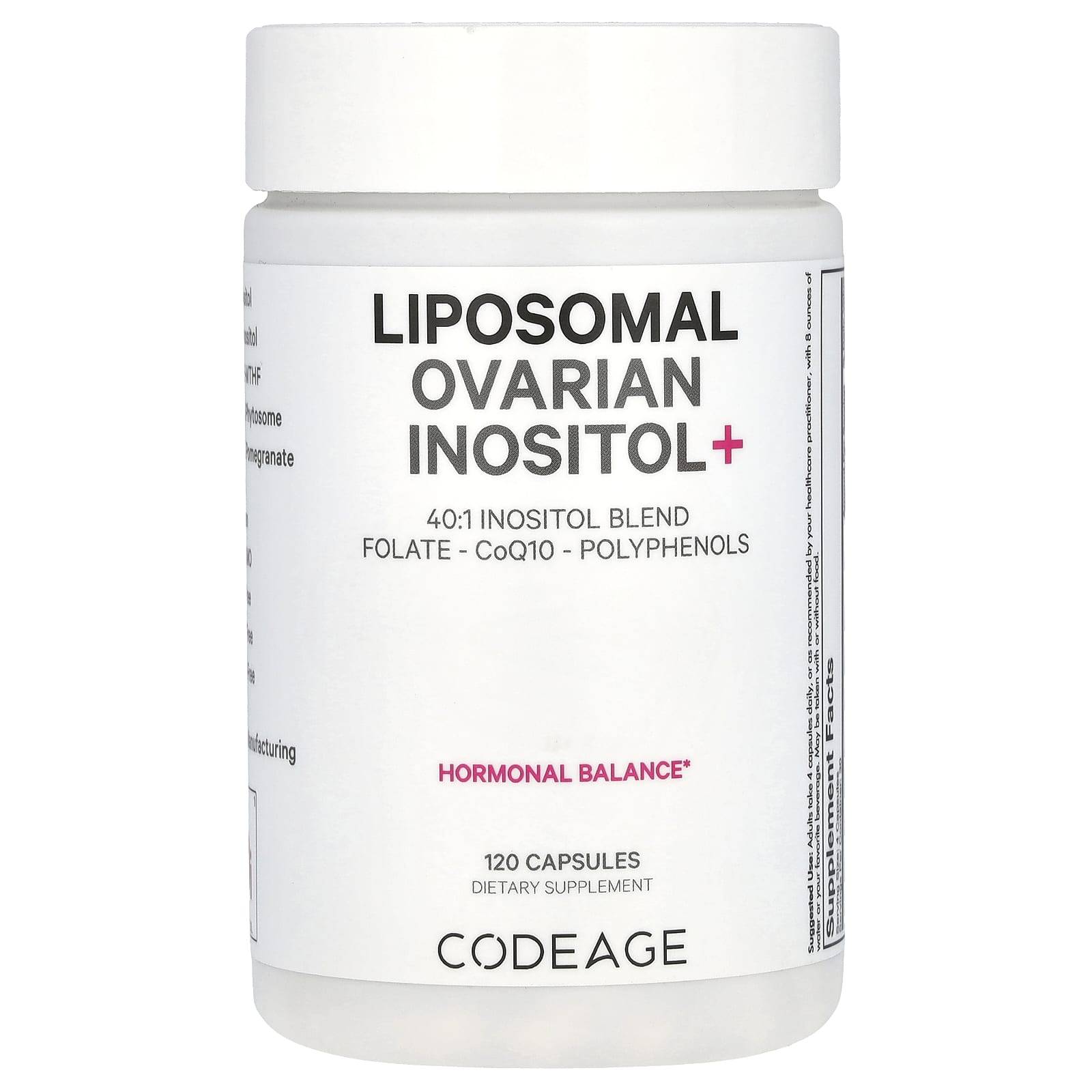 Codeage, Liposomal Ovarian Inositol +, 120 capsules UPC 850043333890 | HiLife Vitamins