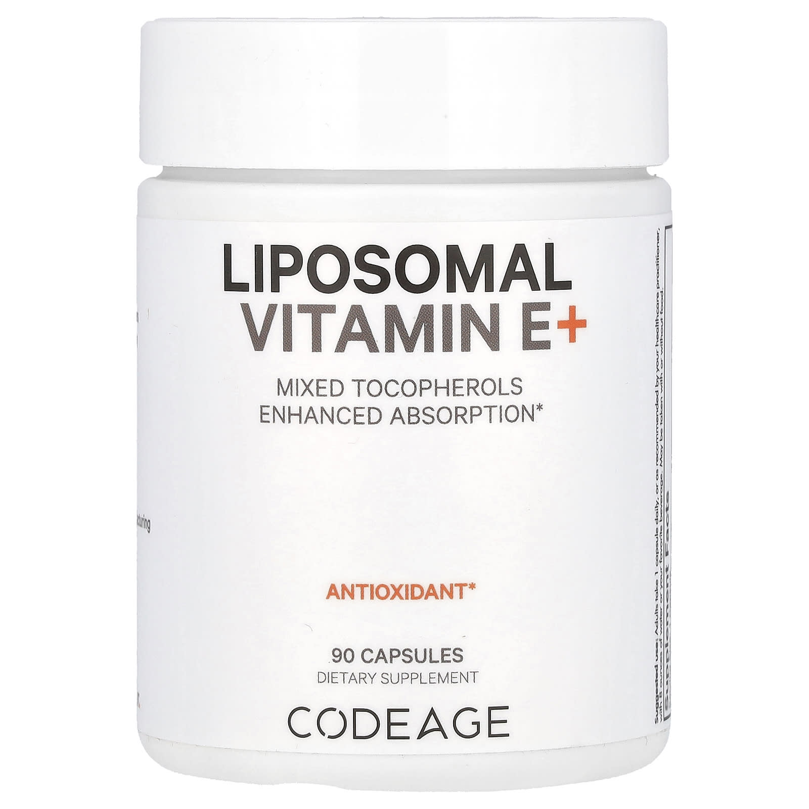 Codeage, Liposomal Vitamin E+, 90 Capsules - 850043333906 | Hilife Vitamins