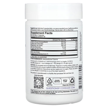 Codeage, Codeage, Calcium Pro+, 120 Capsules UPC 850043333944 | HiLife Vitamins