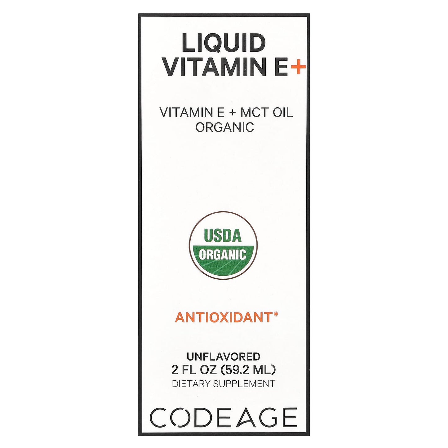 Codeage, Liquid Vitamin E+, Unflavored, 2 fl oz (59.2 ml) UPC 850049609142 | HiLife Vitamins