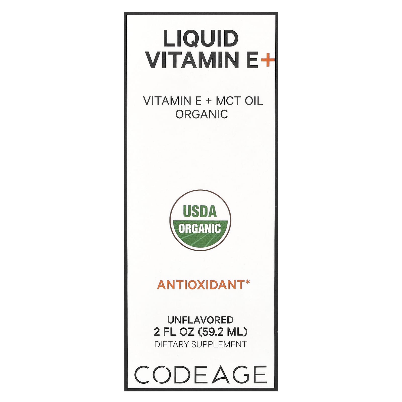 Codeage, Liquid Vitamin E+, Unflavored, 2 fl oz (59.2 ml) UPC 850049609142 | HiLife Vitamins