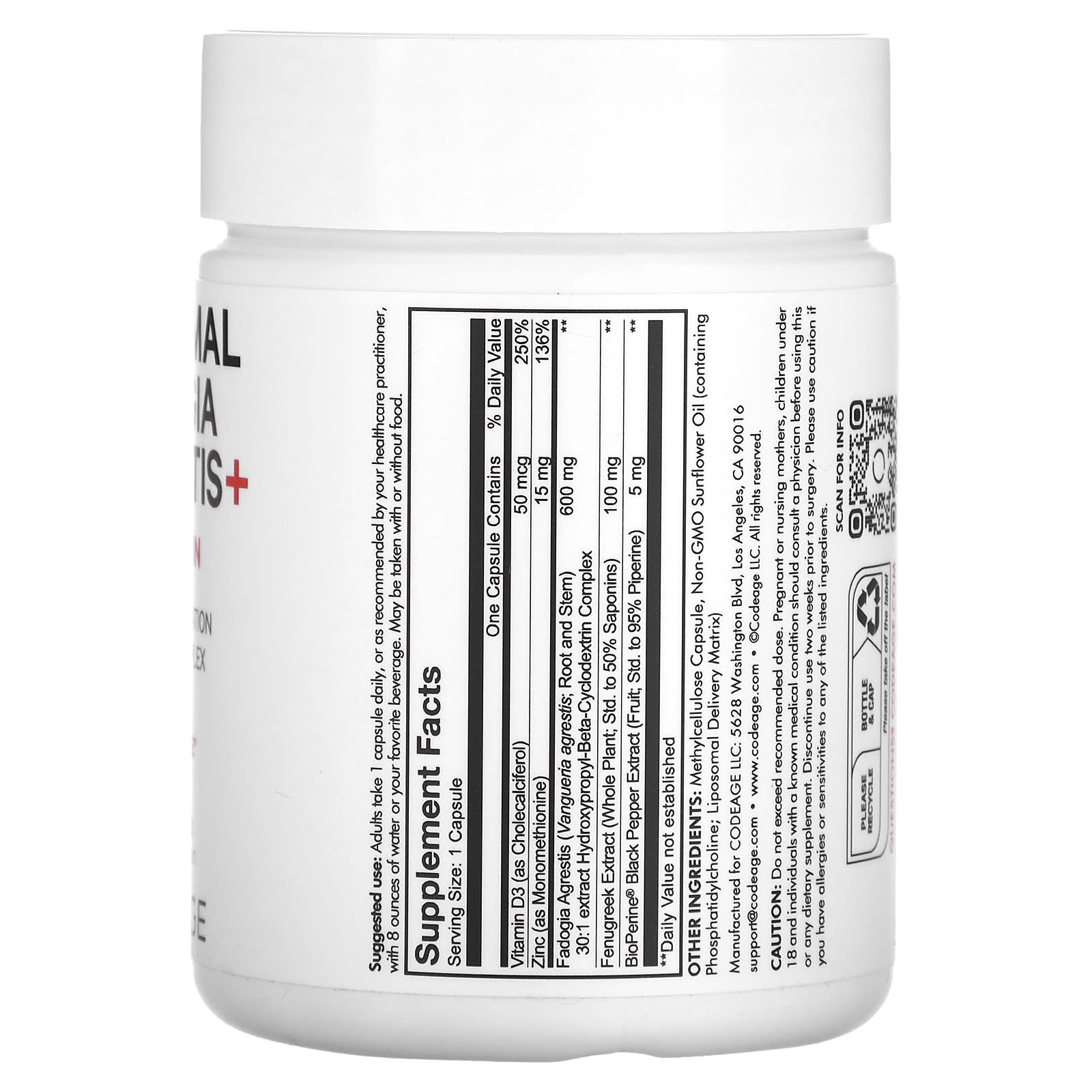Codeage, Liposomal Fadogia Agrestis+, 60 Capsules UPC 850049609180 | HiLife Vitamins