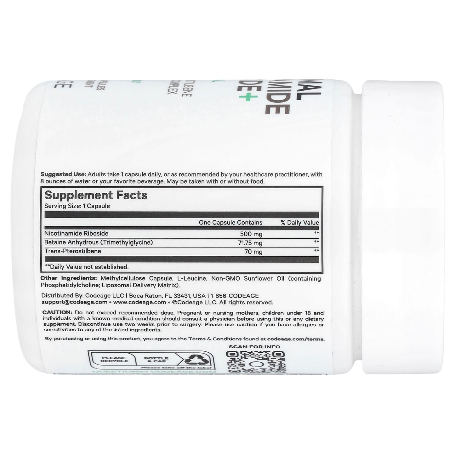 Codeage, LIPOSOMAL NR+, 60 Capsules UPC 850049609210 | HiLife Vitamins