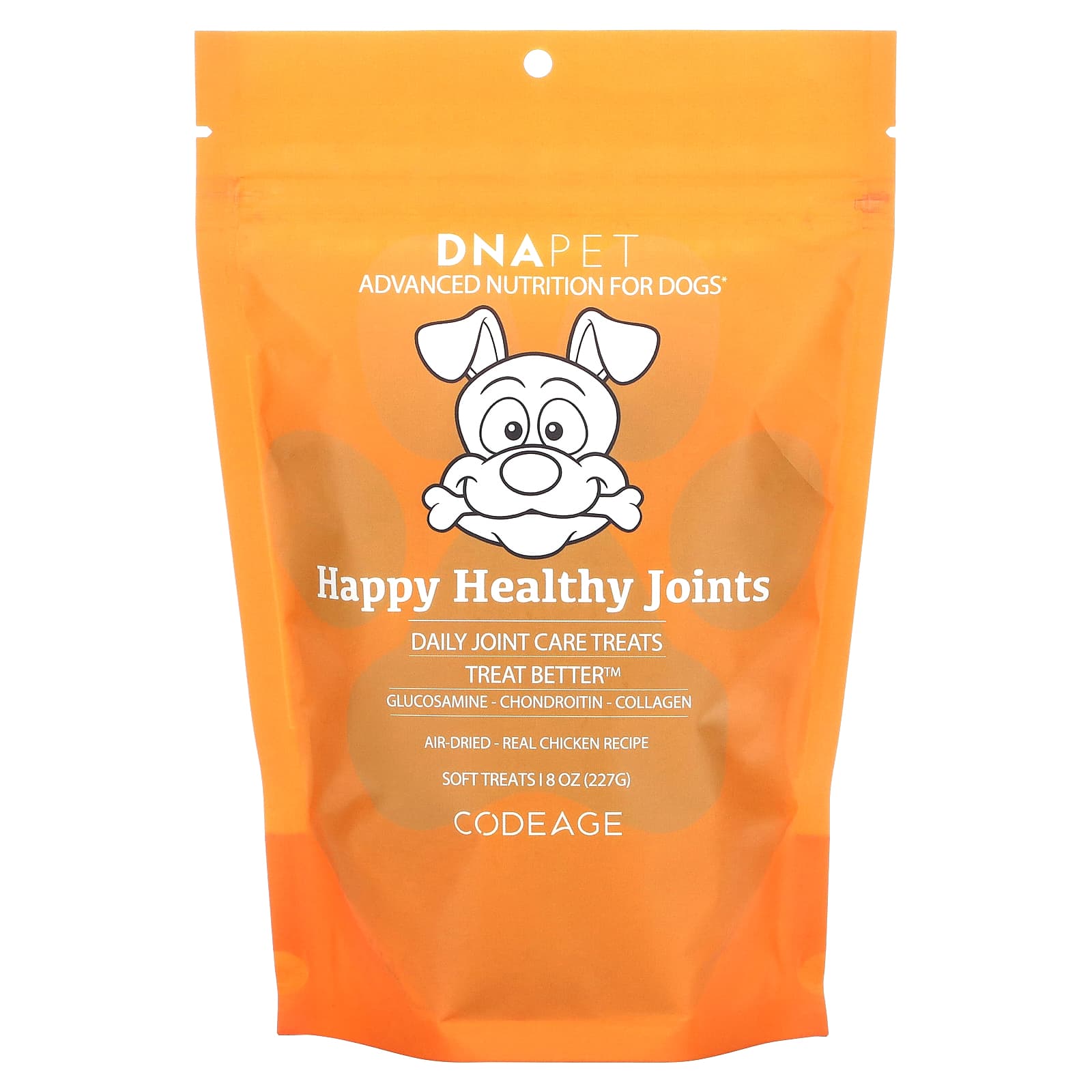 Codeage, DNA Pet, Happy Healthy Joints Soft Treats, Real Chicken Recipe, 8 oz (227 g) UPC 850049609241 | HiLife Vitamins