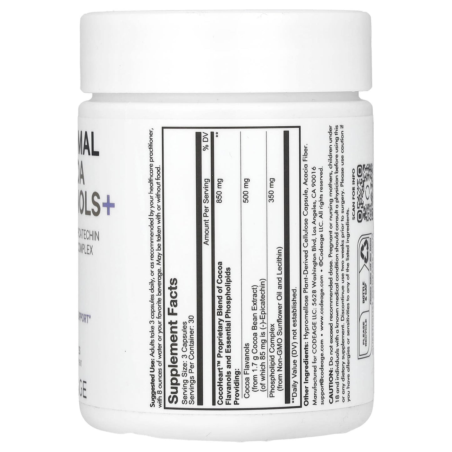 Codeage, Liposomal Cocoa Flavanols+, 90 Capsules UPC 850049609272 | HiLife Vitamins
