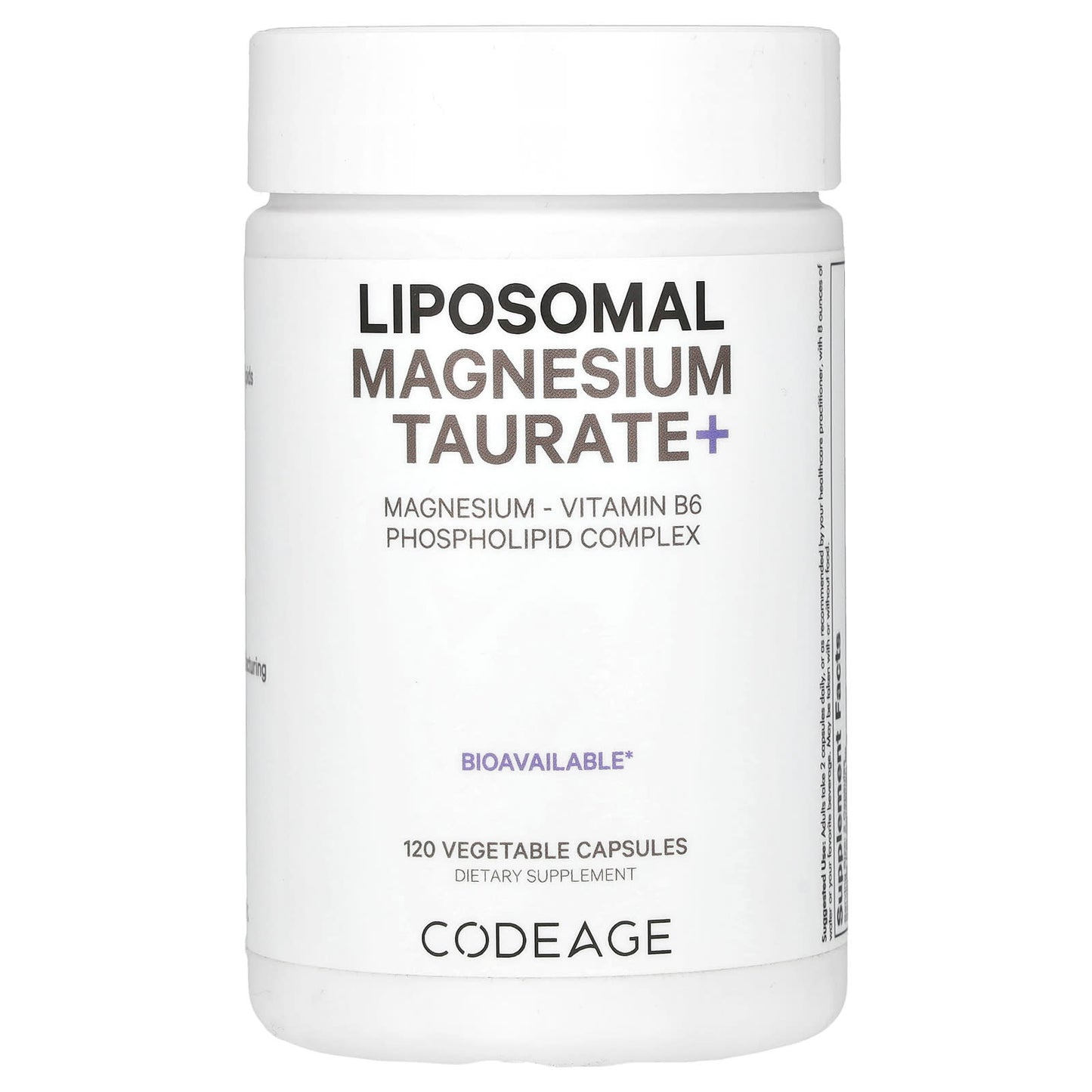Codeage, Liposomal Magnesium Taurate+, 120 Vegetable Capsules UPC 850049609319 | HiLife Vitamins