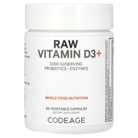 Codeage, Raw Vitamin D3+, 5,000 IU, 60 Vegetable Capsules UPC 850049609401 | HiLife Vitamins