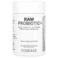 Codeage, Raw Probiotic+, 100 Billion CFU, 30 Vegetable Capsules UPC 850049609586 | HiLife Vitamins