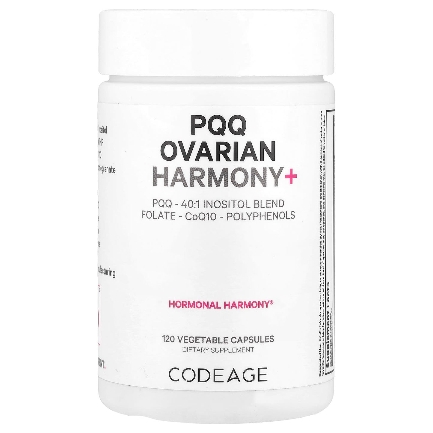 Codeage, PQQ Ovarian Harmony+, 120 Vegetable Capsules UPC 850049609739 | HiLife Vitamins