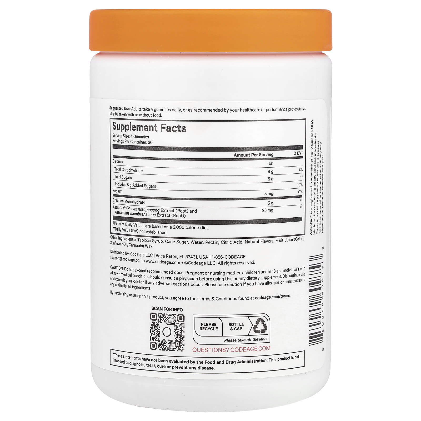 Codeage, Creatine Gummies, Mixed Berry, 120 Gummies UPC 850049609753 | HiLife Vitamins