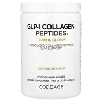 Codeage, GLP-1 Collagen Peptides Powder, Trim & Glow®, Unflavored, 10.58 oz (300 g) UPC 850049609852 | HiLife Vitamins
