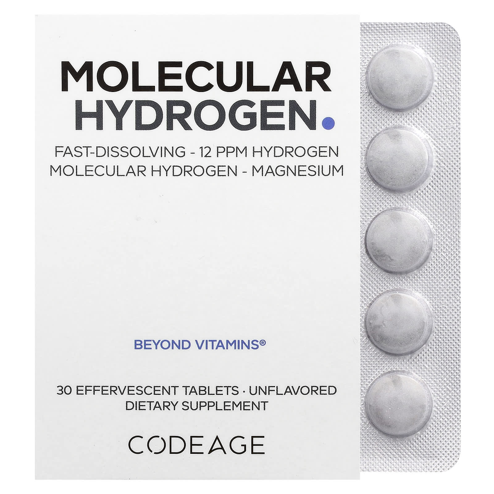 Codeage, Molecular Hydrogen, Unflavored,, 30 Effervescent Tablets UPC 850068815371 | Hilife Vitamins