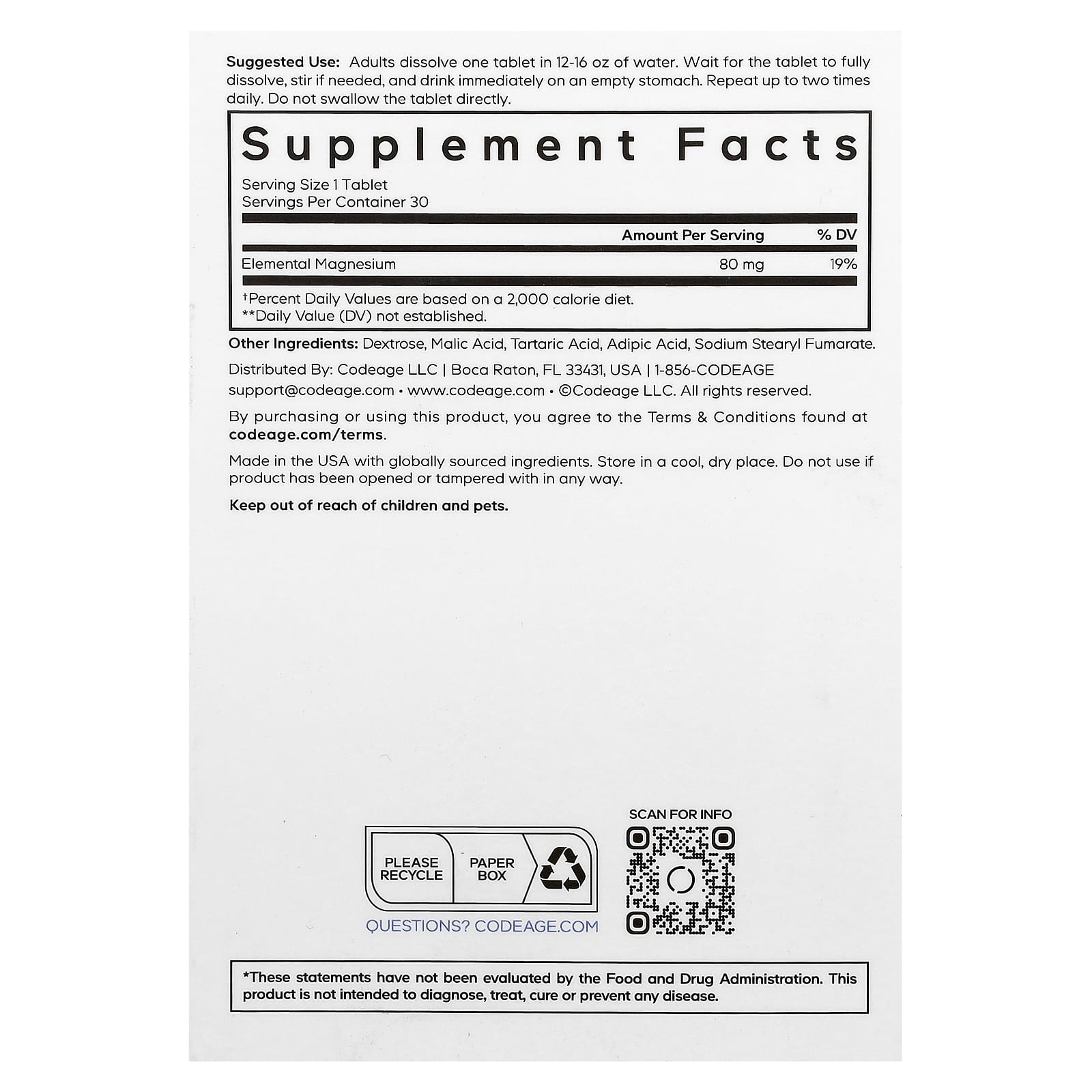 Codeage, Molecular Hydrogen, Unflavored,, 30 Effervescent Tablets UPC 850068815371 | Hilife Vitamins