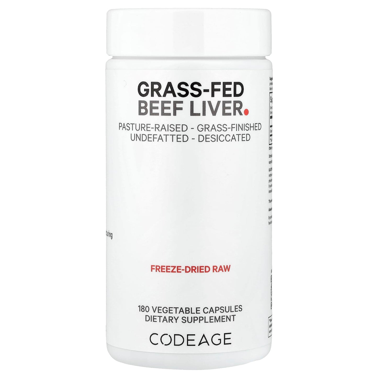 Codeage, Grass-Fed Beef Liver, 180 Vegetable Capsules UPC 853919008090 | HiLife Vitamins