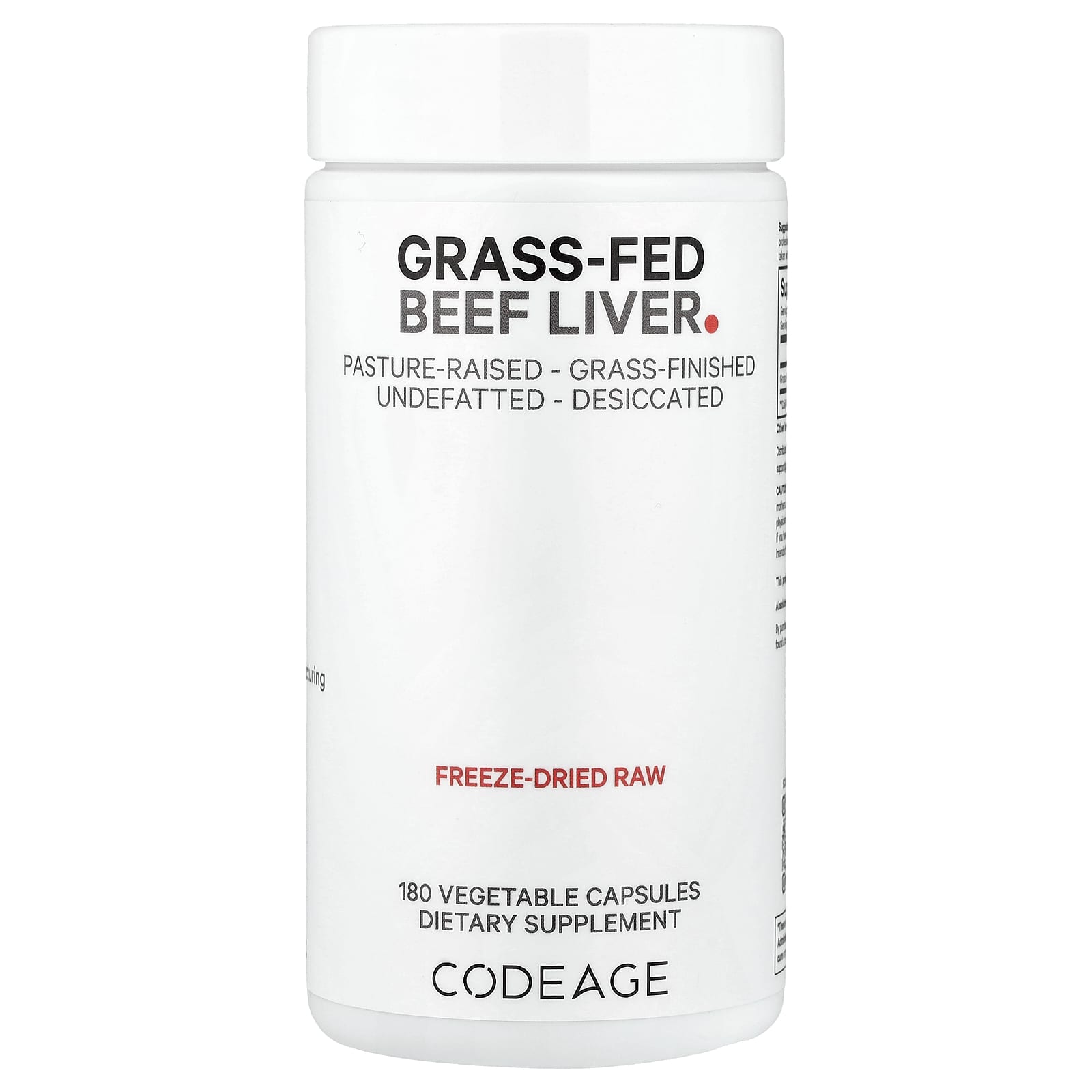 Codeage, Grass-Fed Beef Liver, 180 Vegetable Capsules UPC 853919008090 | HiLife Vitamins