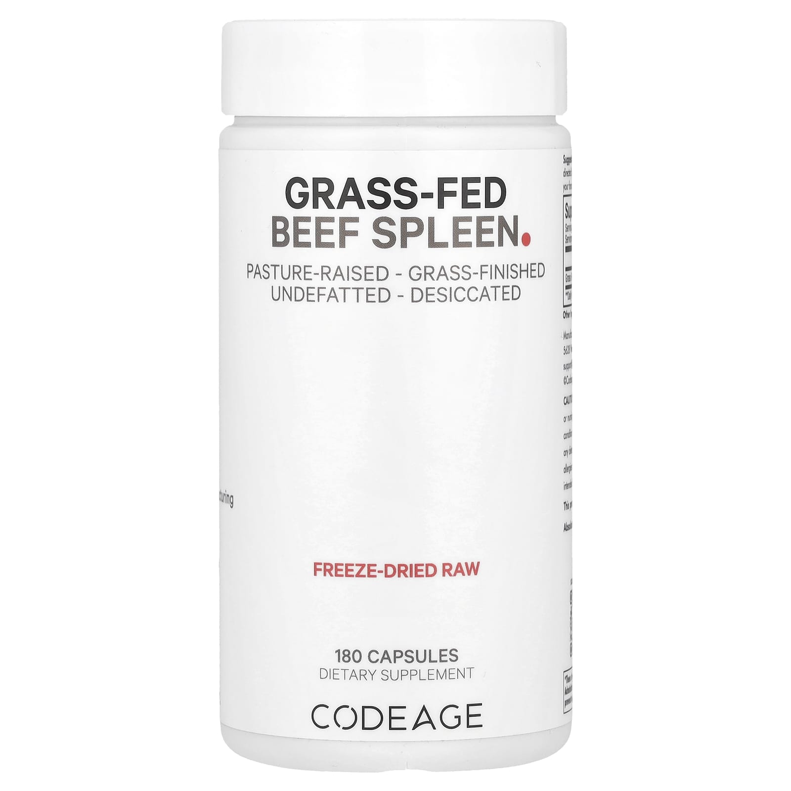Codeage, Grass-Fed Beef Spleen, 180 capsules UPC 853919008168 | HiLife Vitamins