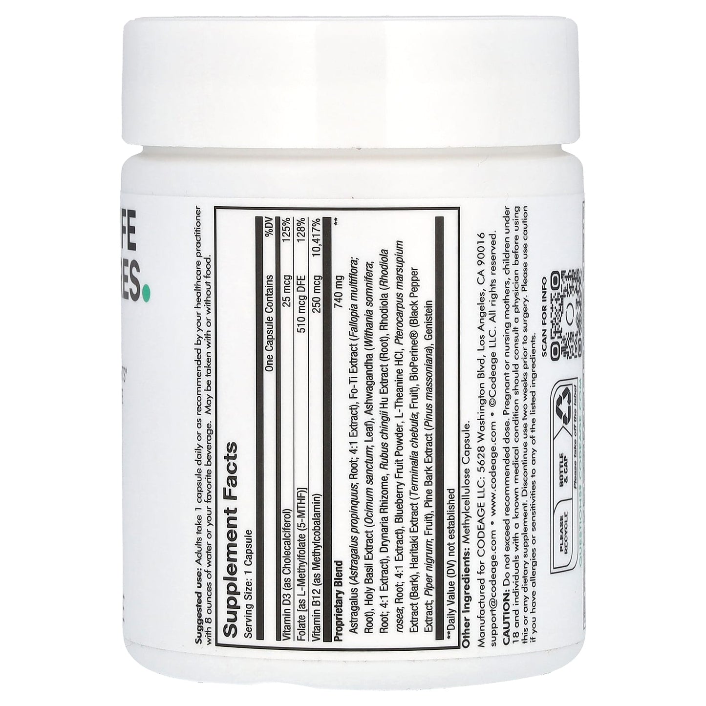 Codeage, Ultra Life Telomeres, 90 Capsules UPC 853919008298 | HiLife Vitamins
