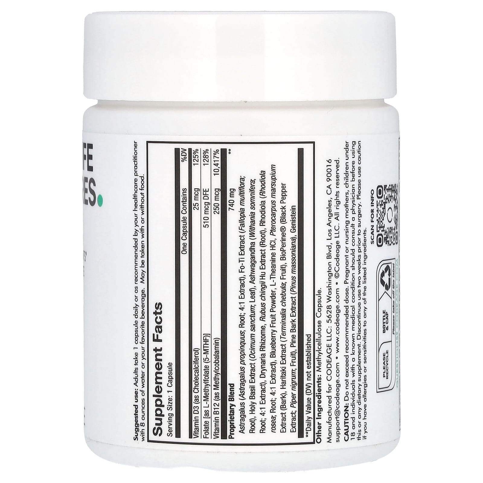 Codeage, Ultra Life Telomeres, 90 Capsules UPC 853919008298 | HiLife Vitamins