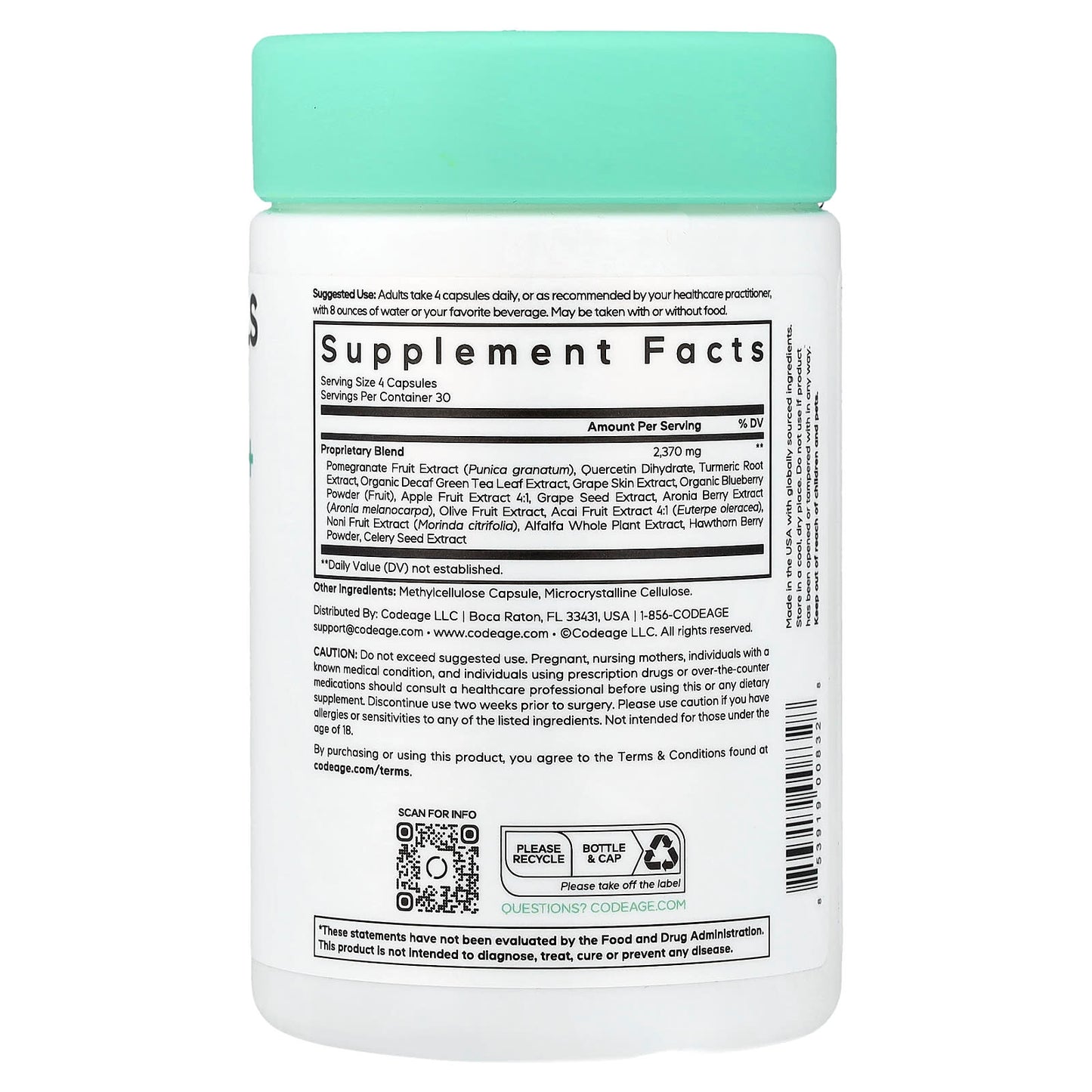 Codeage, Polyphenols, 120 capsules UPC 853919008328 | Hilife Vitamins