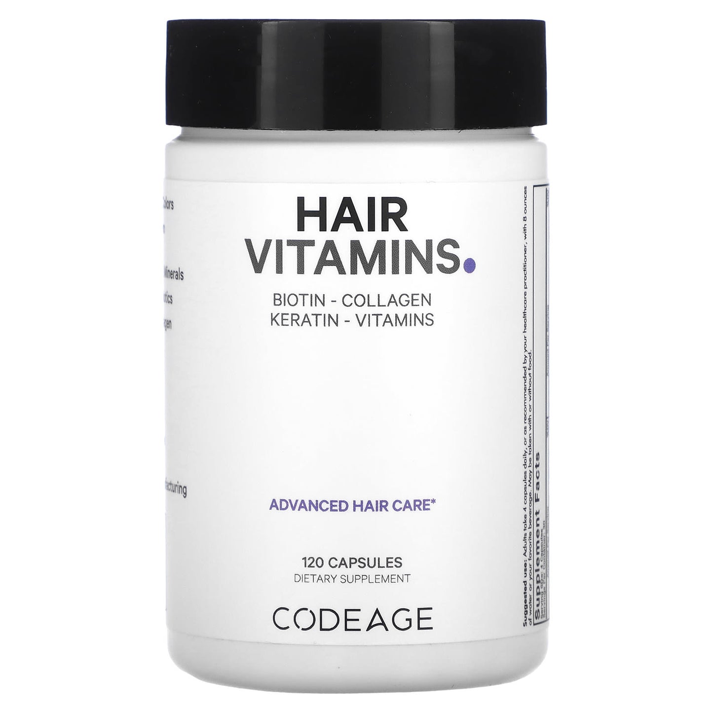 Codeage, Hair Vitamins, 120 capsules UPC 853919008496 | HiLife Vitamins