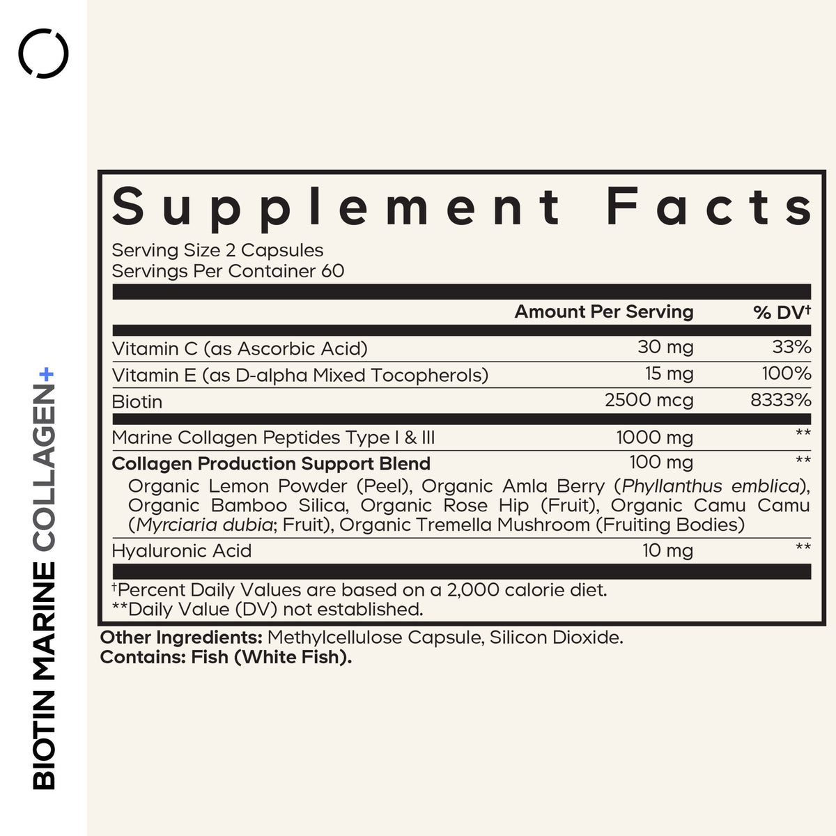 Codeage, Biotin Marine Collagen+, 120 capsules UPC 853919008571 | Hilife Vitamins