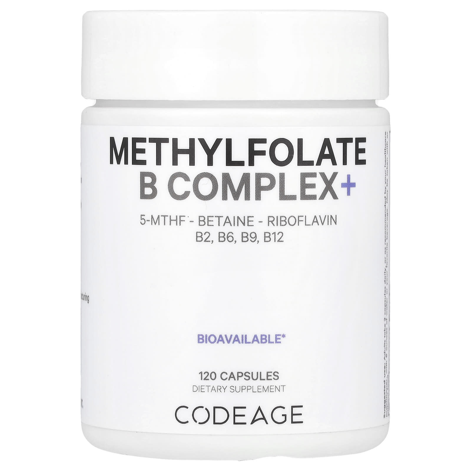 Codeage, Methylfolate B Complex+, 120 capsules UPC 853919008595 | HiLife Vitamins
