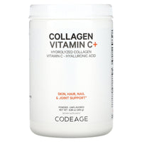 Codeage, Collagen Vitamin C + Powder, Hydrolyzed Collagen, Vitamin C, Hyaluronic Acid, Unflavored, 9.98 oz (283 g) UPC 853919008625 | HiLife Vitamins