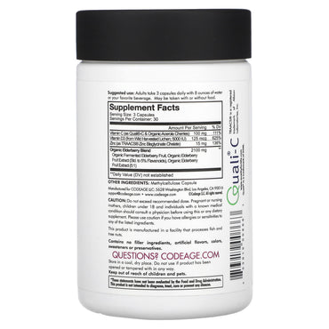 Codeage, Elderberry Vitamins, 90 capsules UPC 853919008663 | HiLife Vitamins