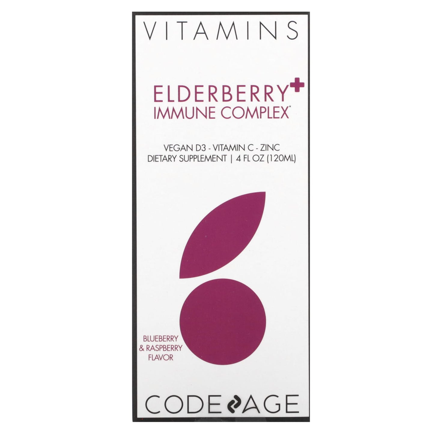 Codeage, Elderberry Vitamins Pro, 4 fl oz (120 ml) UPC 853919008670 | HiLife Vitamins