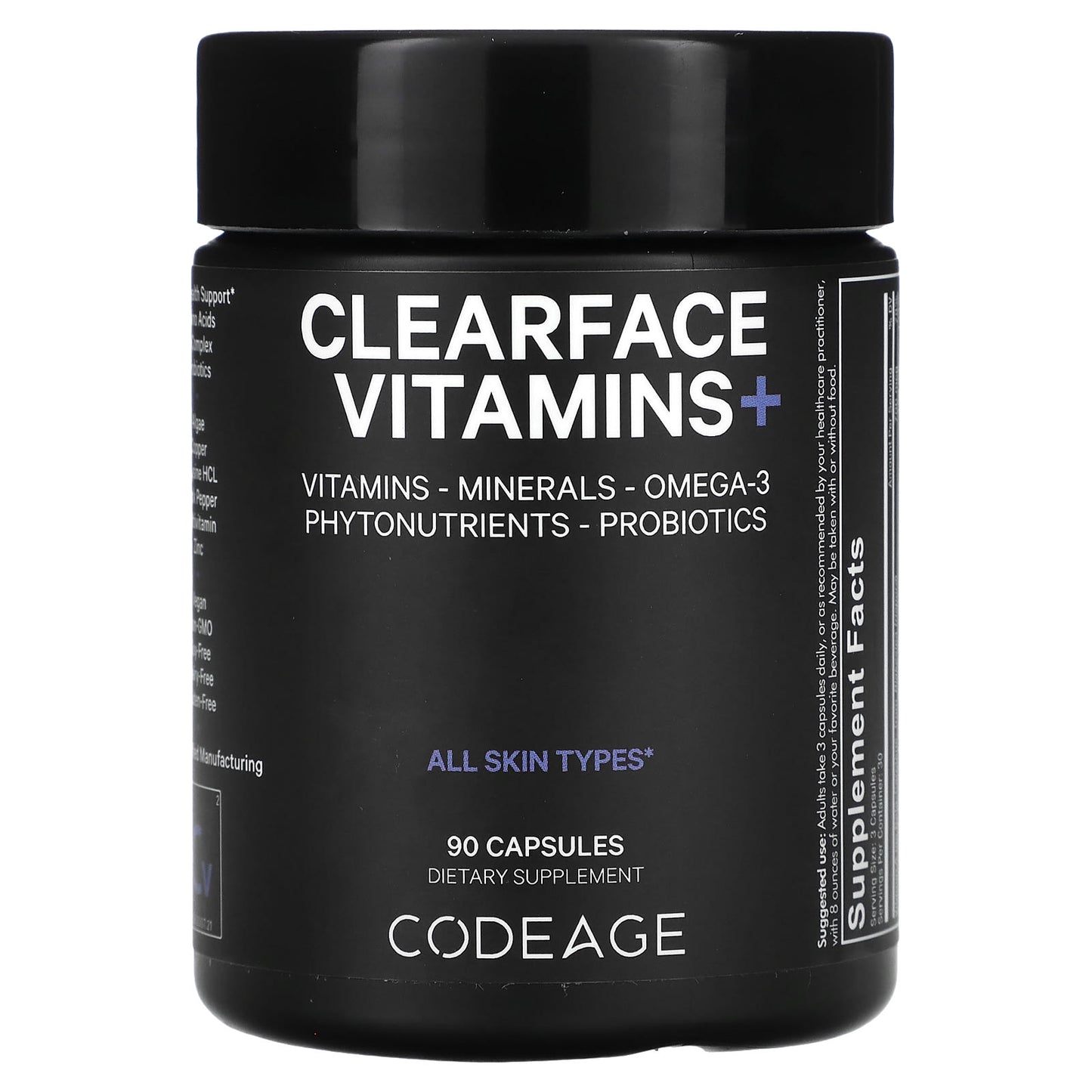 Codeage, Clearface Vitamins+, 90 capsules UPC 853919008748 | HiLife Vitamins