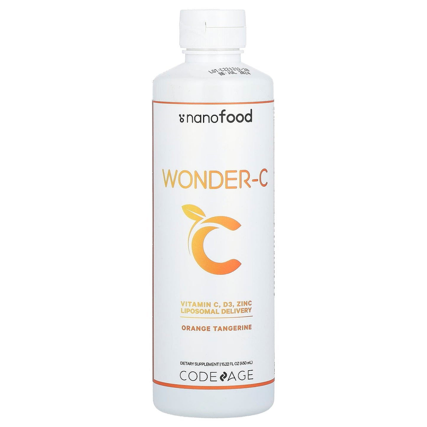 Codeage, Nanofood, Wonder-C, Orange Tangerine, 15.22 fl oz (450 ml) UPC 853919008793 | HiLife Vitamins