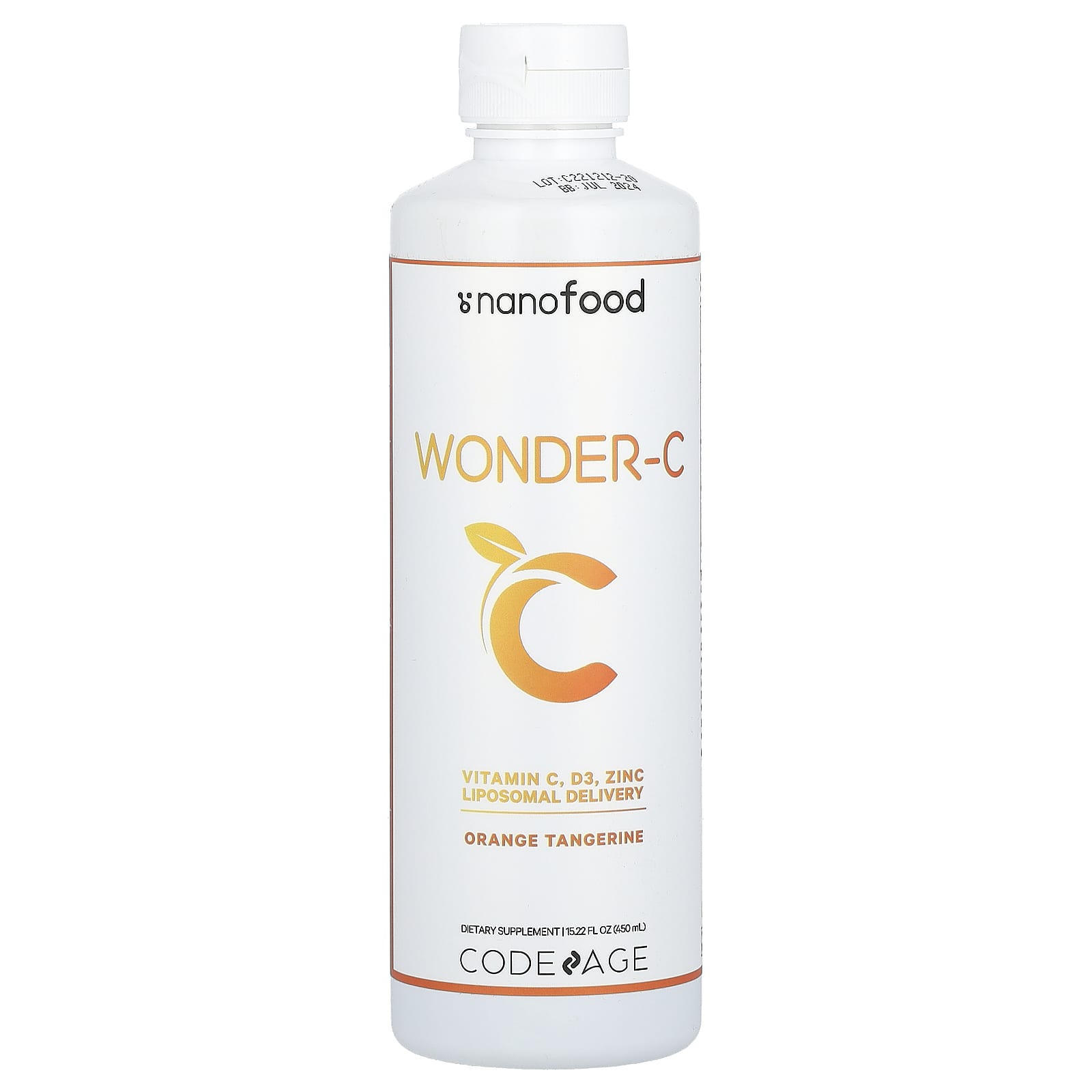 Codeage, Nanofood, Wonder-C, Orange Tangerine, 15.22 fl oz (450 ml) UPC 853919008793 | HiLife Vitamins
