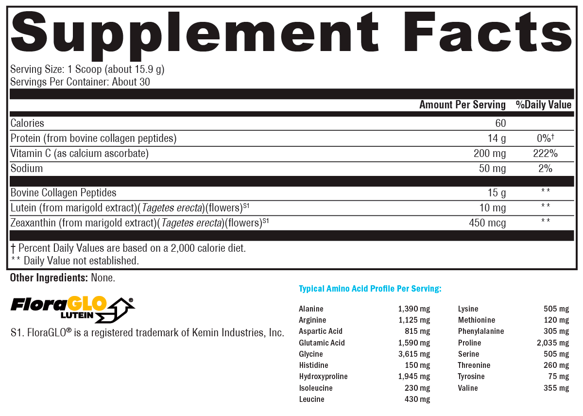 Collagen Elite 30 Servings Supplement Facts