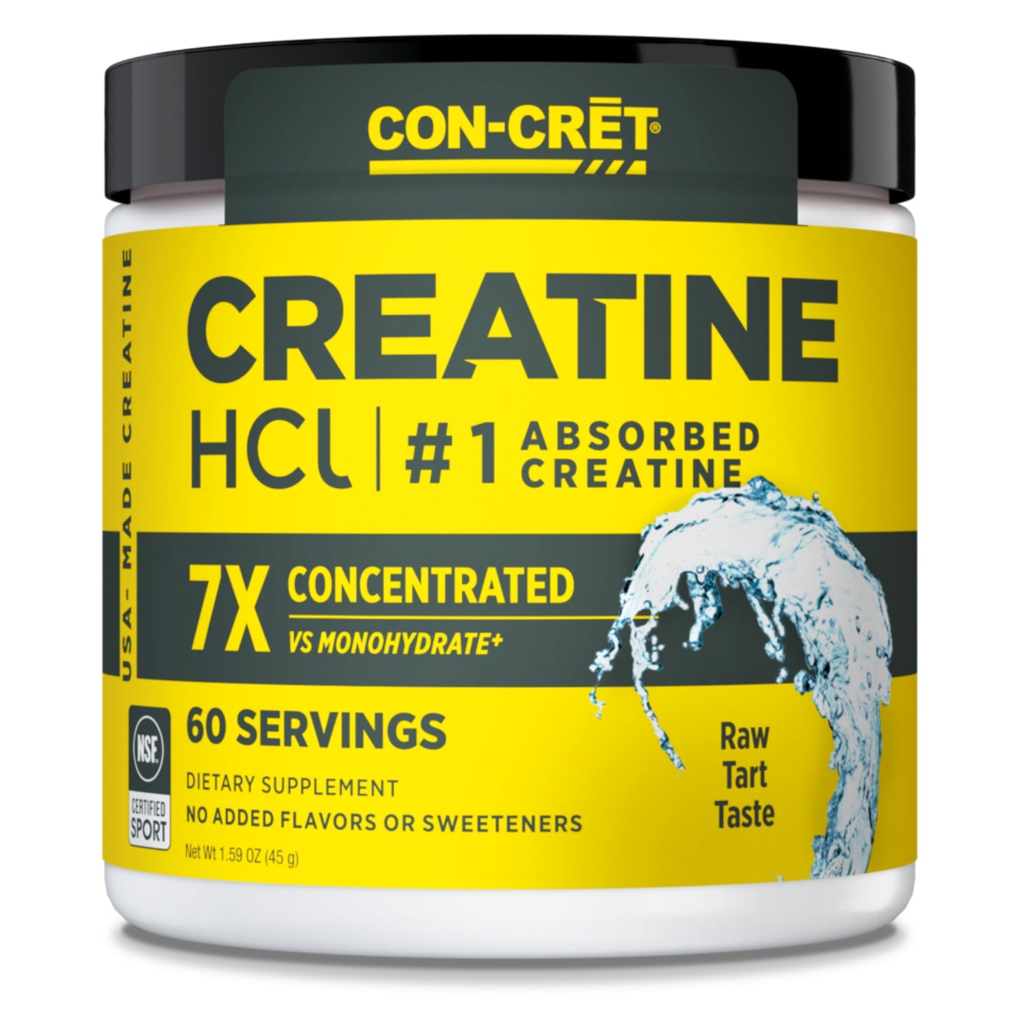 Con-Cret, Creatine HCl Powder, 750mg, Unflavored, 1.59 oz (45 g) UPC 349597001886 | Hilife Vitamins