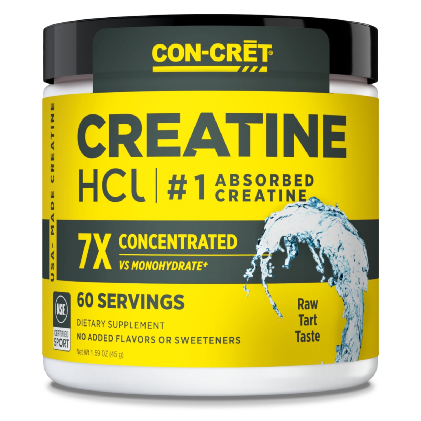 Con-Cret, Creatine HCl Powder, 750mg, Unflavored, 1.59 oz (45 g) UPC 349597001886 | Hilife Vitamins