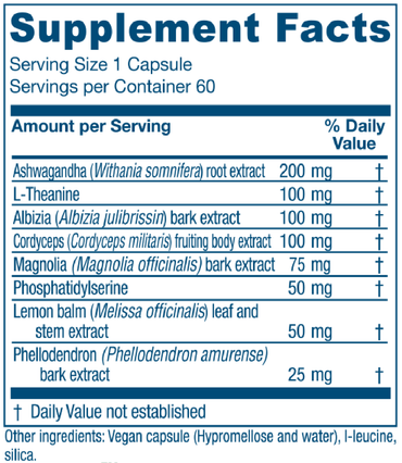Cortisol Relief 60 Capsules Supplement Facts